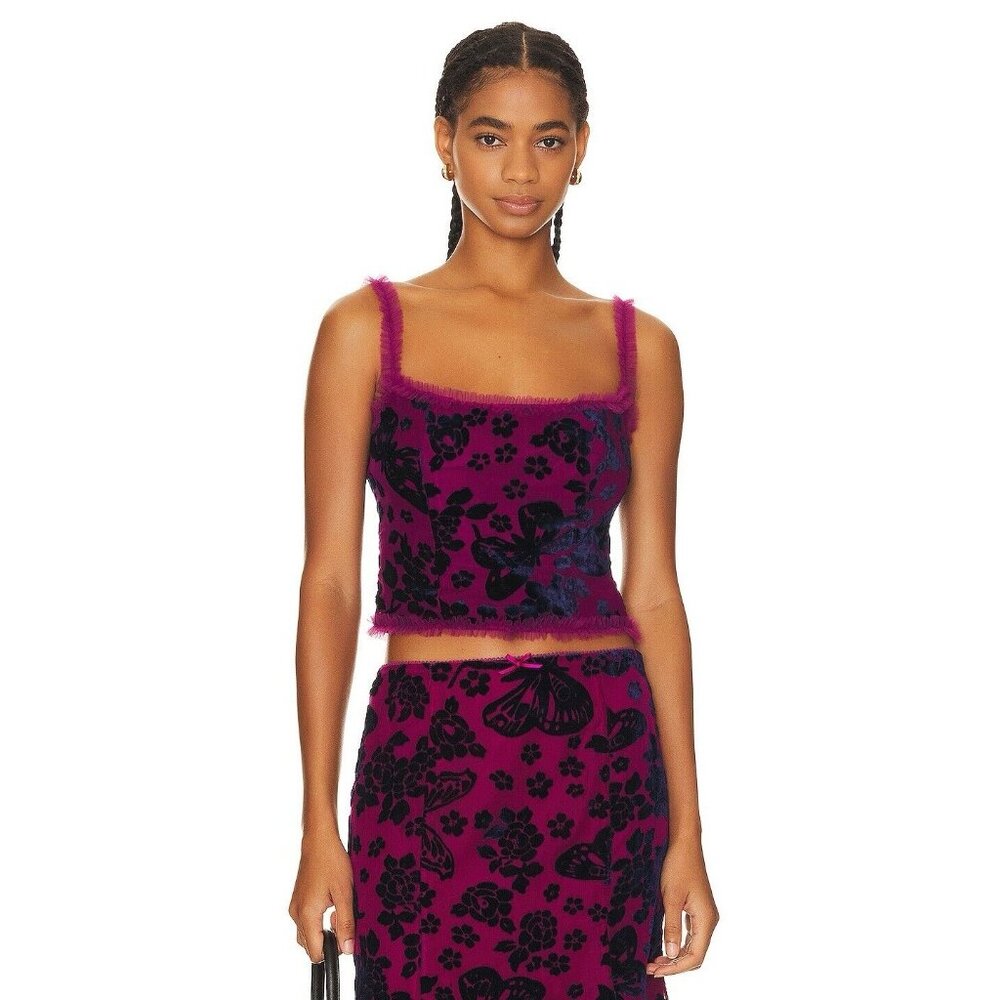 GUIZIO Velvet Burnout Top Magenta
